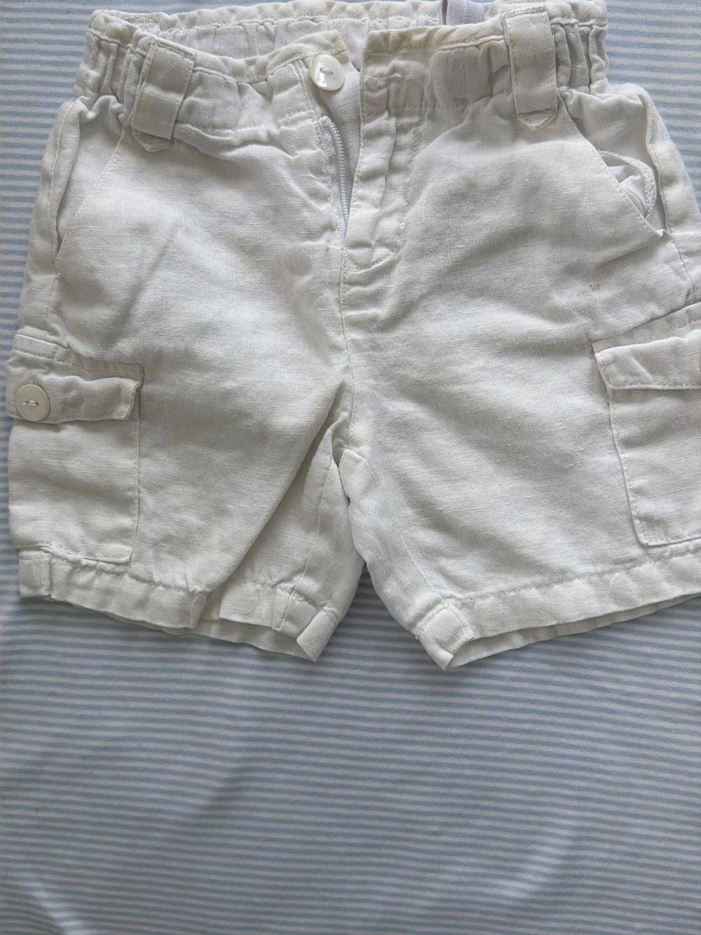 Jacadi White Linen Cargo Shorts
